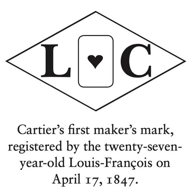 Cartier's 1847 maker's mark: L, heart playing card, and C inside a diamond outline.